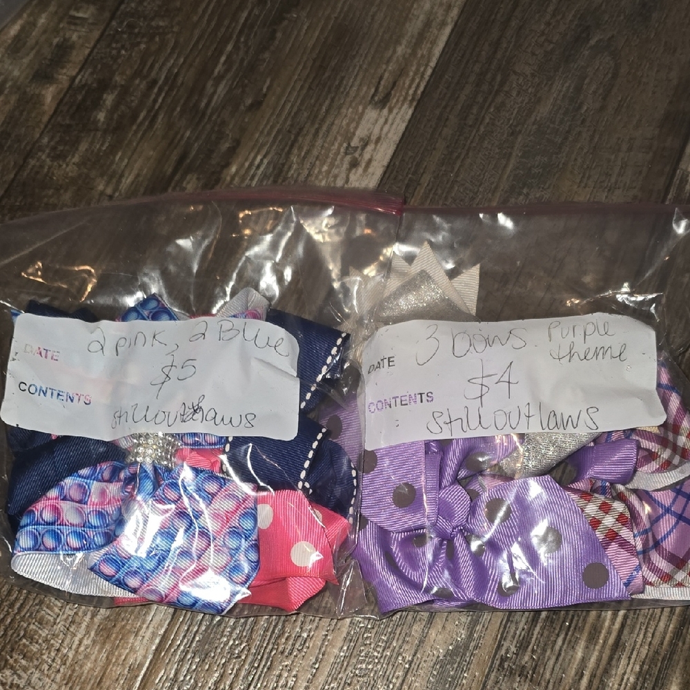 Colorful Kids Hair Bows Set Of 7